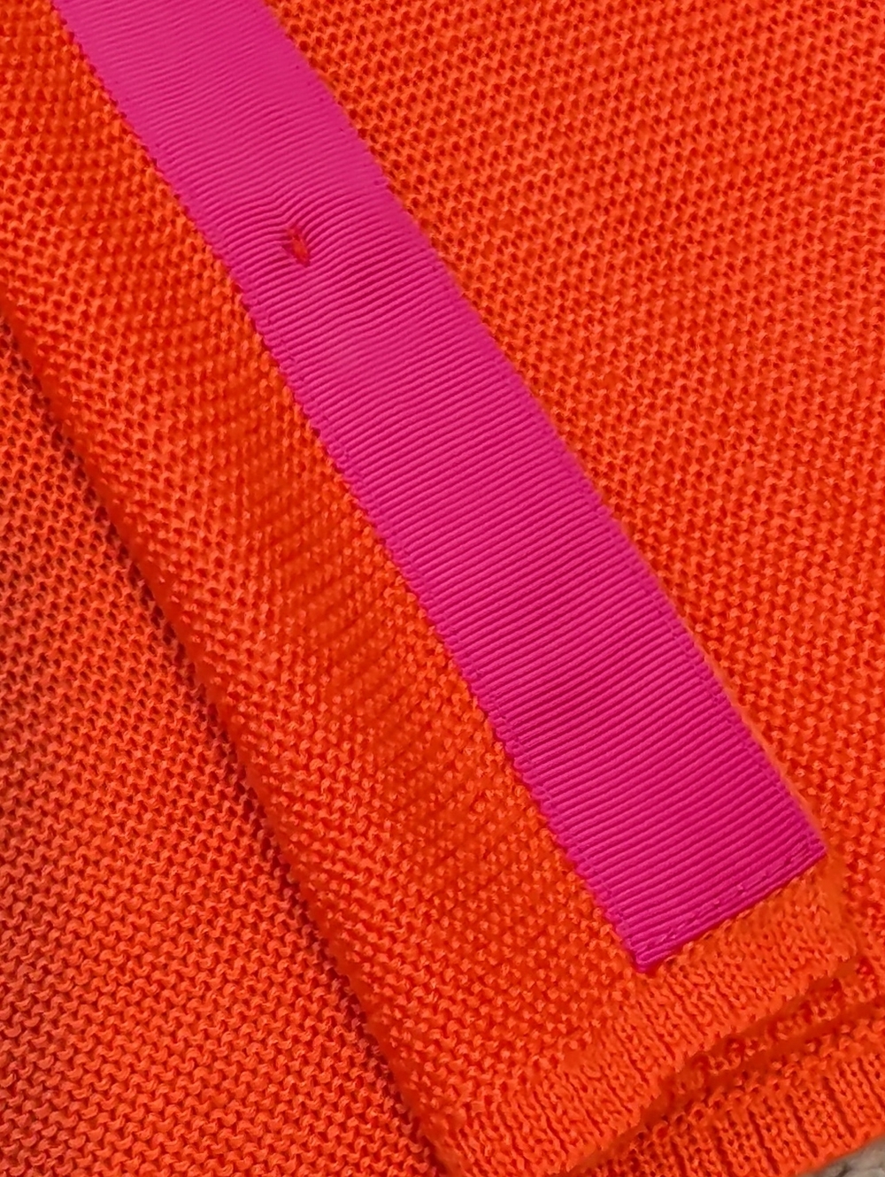 Gretchen Scott Orange Button-Down Knit Cardigan Fushia Ribbon Placket L - Picture 11 of 14